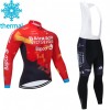 Cykeltrøje Langærmet + Bib Cykelbukser 2021 Team Bahrain Victorious Vinter Thermal Fleece N001